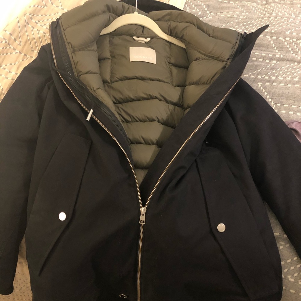 Like New! Soia & Kyo 2-in-1 Black/Olive Jacket